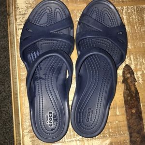 Navy Croc slip ons